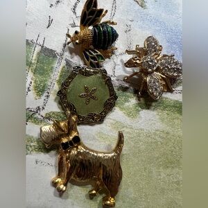 Vintage Brooch‎ Lot Scottish Terrier and Bee’s
